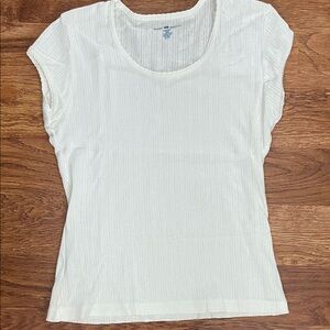 Brandy Melville Cream Ribbed Short Sleeve Top